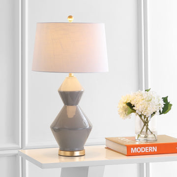 Alba 29" Geometric Ceramic/Metal LED Table Lamp - JONATHAN Y